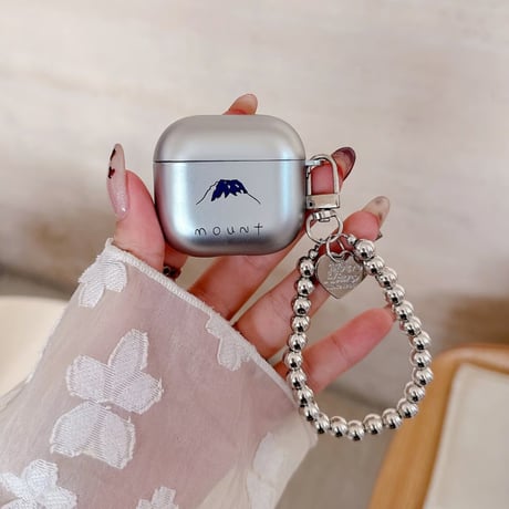 メッキ AirpodsPro3ケース 高級感シルバー Airpods4/3カバー AirpodsPro第2/1世代 ビーズストラップ ギフトに最適[M6479]