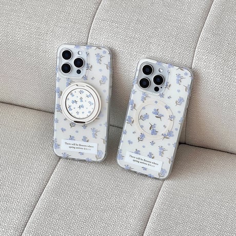 MagSafeリングスタンド iPhone16/16Proケース 花柄 ワイヤレス充電iPhone15Pro/14/13カバー コスパ抜群 女子力高い [M4853]