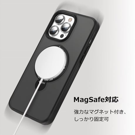 iPhone16Pro/15ProMaxケース MagSafeリングスタンド付き 指紋防止 耐衝撃 多機能便利 14/13/12pro[M3538]