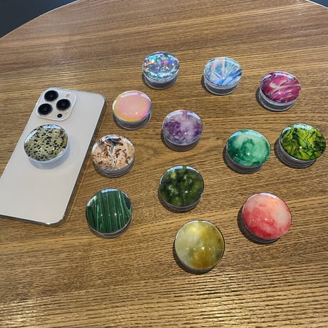 大理石調 ガラス スマホグリップスタンド  かわいいオシャレ 粘着タイプ 個性ファッション 全機種対応 ギフトにおすすめ[M2600]