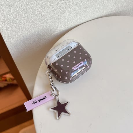 熊ちゃん Airpods Pro3ケース 水玉模様 Airpods4/3カバー pro2/pro1 可愛い リング/キーホルダー付 光沢感[M6035]