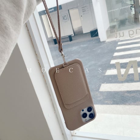 ICカード収納 iPhone14/15proケース  革製 アイフォン13pro/12mini/11proケース ストラップ付 高品質 使いやすい シンプル風[M2736]