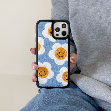 笑顔の花 iphone16/15/14proケース 刺繍入り可愛い iphone13/12/11カバー   綺麗 秋冬アイテム ガールズ向け 頑丈 M1078