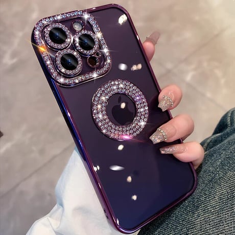 iPhone15/15proケース ストーン クリア オシャレ キラキラ iPhone14/13/12カバー 女子力アップ[M3489]