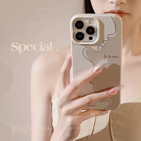 顔イラスト iPhoneケース iPhone14/13/12/11対応 淡色 シック個性ファッション [M3453]