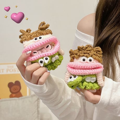 ニット女の子 AirpodsPro2ケース かわいいぬいぐるみ airpods3/2/1カバー キュート 柔らかい ギフトにおすすめ[M3334]