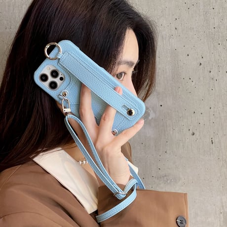 革製 iphoneSE3/13miniケース  背面型カード入れ/ベルト/長いストラップ付  iphone11pro/12miniカバー  高品質  頑丈 多機能[M1893]