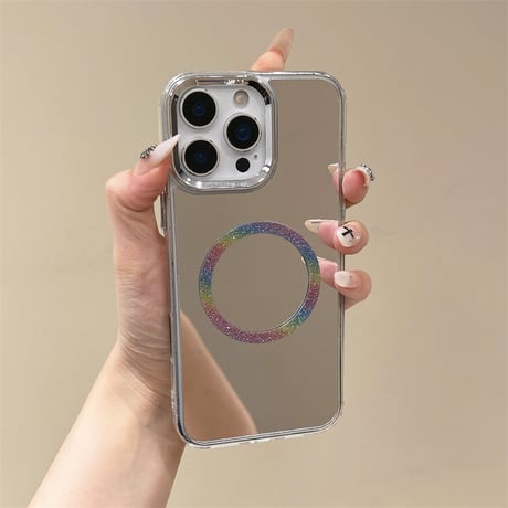 MagSafe対応ミラーiPhone17Pro/17ケース メッキ シルバー iPhone16Pro/Air/15ProMax/17eケース 頑丈 オシャレ[M6494]