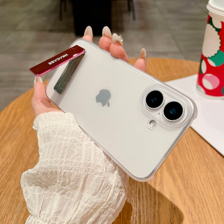 スタンド付 iPhone16plus/16proケース マット 指紋防止 iPhone15Promax/14/13miniカバー 薄型軽量 シンプル [M5403]