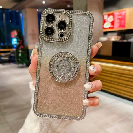 ジュエリー iPhone15/15Proケース リング付き iPhone14/13/12Proケース  インナーシート付 花レンズ 高機能 [M3904]