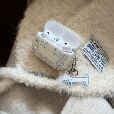 ワンちゃん Airpods Pro3ケース 犬キーホルダー Airpods4/3カバー pro2/pro1 ベージュ 頑丈 大人可愛い[M6111]