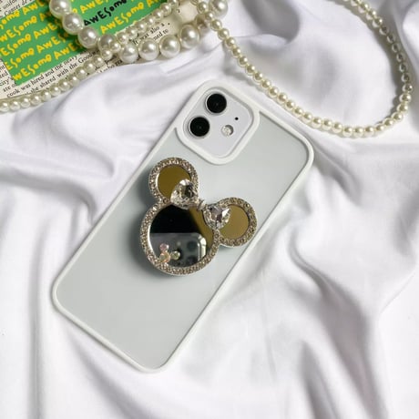 大人可愛い スマホグリップスタンド ジュエリー/ダイヤミラー オシャレ 女子力高い キラキラ 高級感たっぷり ギフトにおすすめ[M5228]