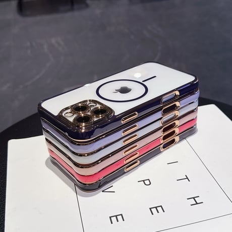 メタリックカラー iPhone16pro/16promaxケース Magsafe充電 カメラ保護 iPhone15/14/13proカバー 黄ばまない お揃い [M5511]