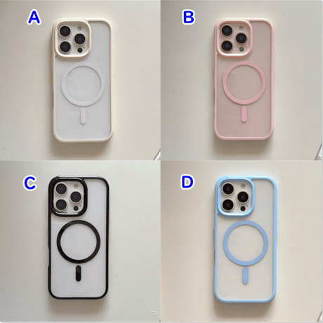 淡色系 iPhone16pro/16promaxケース MagSafe対応 iPhone15pro/14/13カバー シンプル風 男女兼用 頑丈 [M5293]