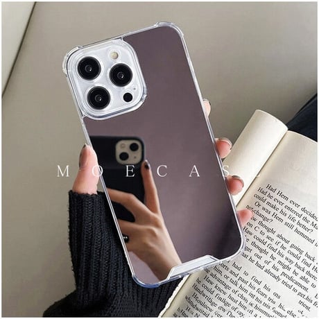 ミラーiPhone14/15ケース 四角耐衝撃加工 アイフォン13/12/11proカバー メイク直しに便利 ガールズに人気 [M2737]