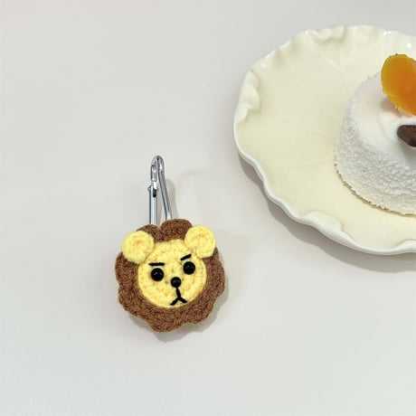 ニット airtagsケース 花/獅子/熊/犬/トラ 柔らかい airtags保護カバー リング付き 紛失防止 便利[M4614]