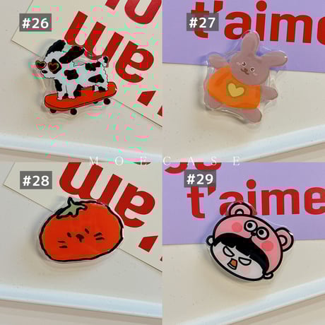 可愛い動物 スマホグリップ 全機種対応 折り畳み式グリップトーク 卓上スタンド機能付き 粘着タイプ[M2918]