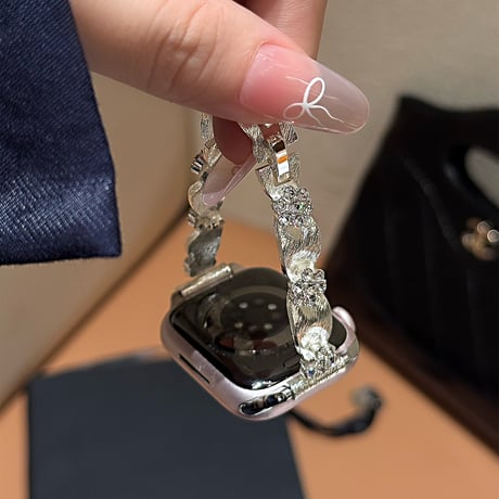 高級感 Apple Watch10/9 バンド Ultra series8 7 6 5 4  3 2 SE SE2 ジュエリー花 アップルウォッチベルト 大人ファッション エレガント[M5183]