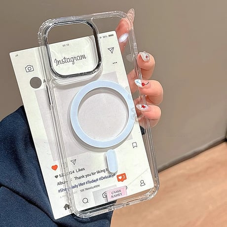 ミラー付蝶グリップ iphone16/16proケース  Magsafe対応 クリアiphone15pro/14/13proケース 高級感 女子力高い 丈夫[M5060]