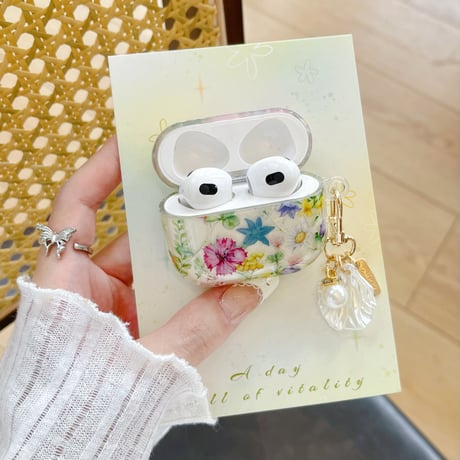 花柄 Airpods4ケース シェルキーホルダー AirpodsPro2ケース airpods3/2カバー 女子に人気 トレンド[M5396]