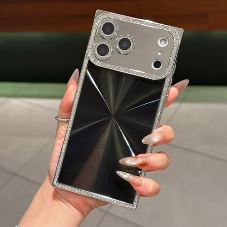 スクエア iPhone17Pro/17ケース ジュエリーライン iPhone17Promax/Air/16Proカバー キラキラ 高級感 存在感抜群[M5790]