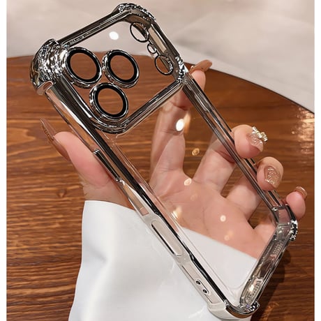 耐衝撃 iPhone17pro/17promaxケース レンズ保護カバー付 iPhone17/17Airカバー 黄ばまない メッキライン[M5645]