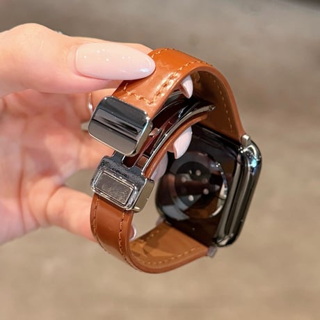マグネット式バックル  AppleWatchベルト レザー調 艶感 AppleWatchバンド Series 12/11/10/9/8 SE Ultra4/3/2 高級感エレガント[M6726]