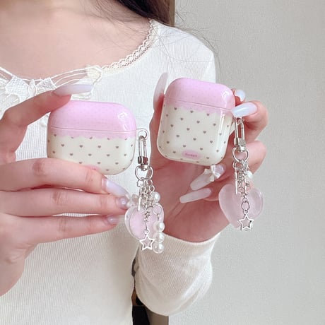 大人可愛い Airpods Pro3ケース 光沢感 Airpods4/3カバー pro2/pro1 リング/キーホルダー  甘めコーデにおすすめ[M6211]