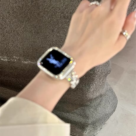 おしゃれ アップルウォッチS10/9 バンド キラキラハート Apple Watch Ultra Series 8 7 6 5 4 シリーズ 3 2 SE SE2 女子力高い[M4596]