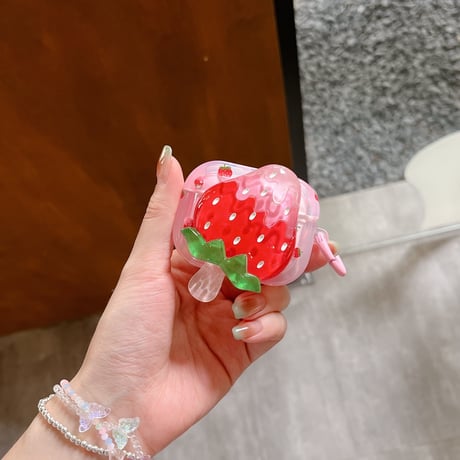 イチゴ/オレンジ AirPodsPro2ケース  可愛い airpods3/2カバー 美味しそう リング付き ギフトにおすすめ[M3277]