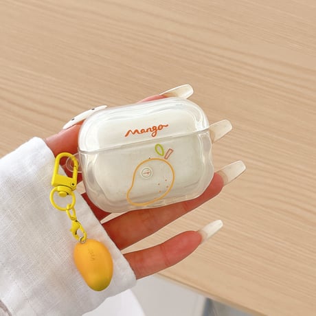 マンゴー AirpodsPro3ケース うねうね Airpodspro3/2/1カバー Airpods第3/2世代 果物キーホルダー 美味しいそう[M6450]
