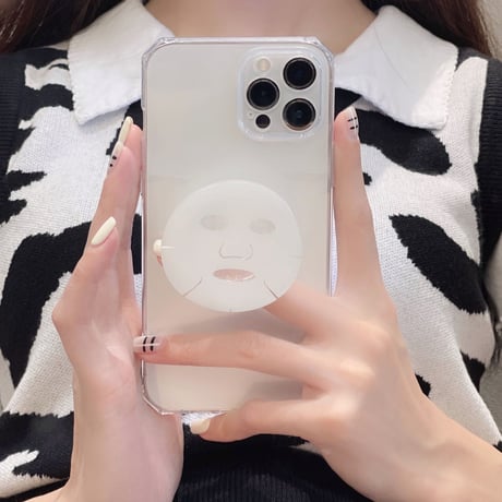フェイスパック グリップ付 iphone13pro/12ケース   美容マスク クリア耐衝撃iphoneXR/11カバー   頑丈  多機能M952