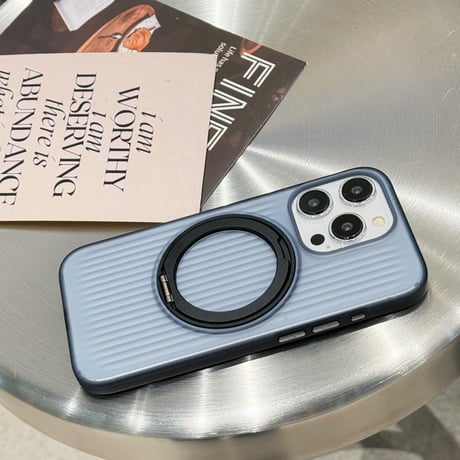 滑り止め/指紋防止 iPhone16/16proケース MagSafeリング スタンド 薄型軽量 iPhone15pro/14promax 半透明 高級感 [M4696]