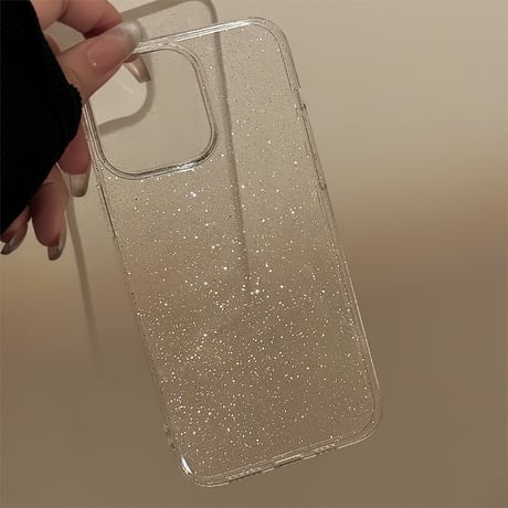 黄ばまない iPhone15/15pro/15plusケース ラメ入り 透明アイフォン14/13pro/12カバー シンプル シック [M4233]