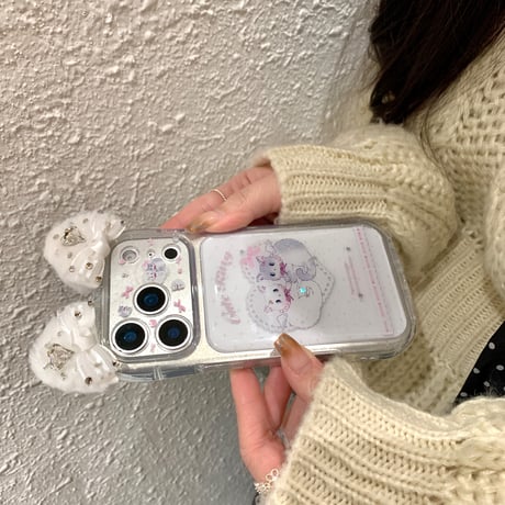 ダイヤデコ猫耳 iPhone17Pro/17ケース カメラカバー付  iPhone17ProMax/16Pro/15カバー 可愛すぎ 存在感抜群[M6021]