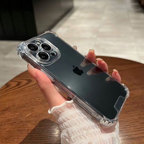 耐衝撃加工高透明 iphone14/13proケース  カメラレンズ全面保護  iphone11proカバー  金属製ボタン 高品質シンプルクリアケース[M1951]
