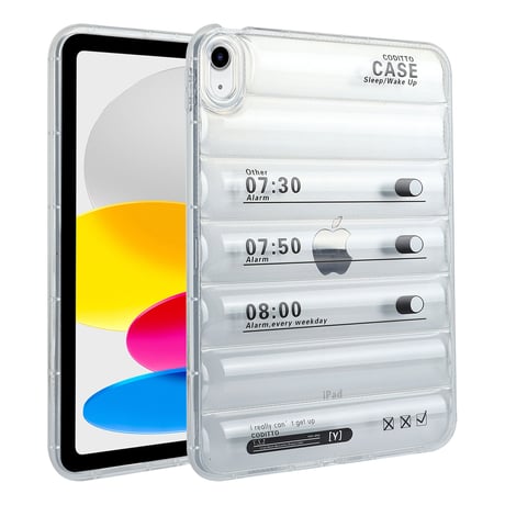 アラーム iPad Air5ケース クリア ダウンジャケットiPad 10.9/10.2/9.7保護ケース シンプル風 耐衝撃加工 軽量頑丈[M3159]