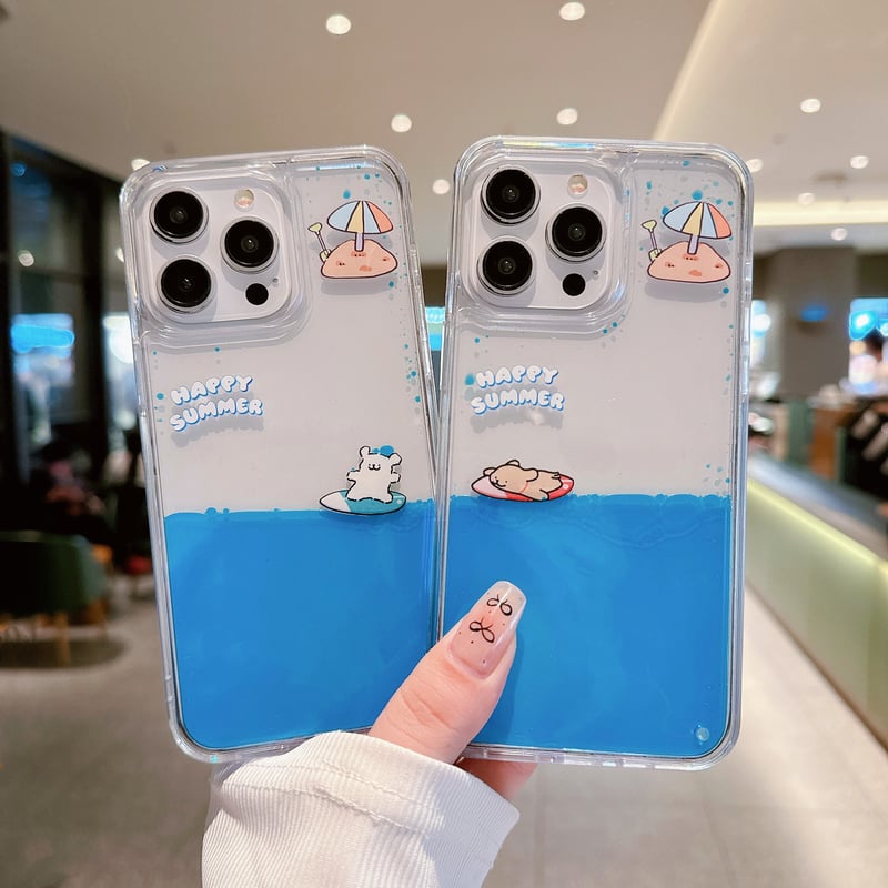 液体 iPhone15/15proケース サーフィンする犬ちゃん iphone14/13/12