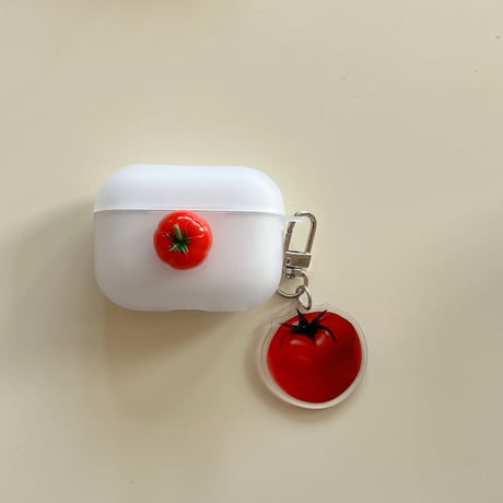 トマト Airpods 4ケース 指紋防止 Airpods3/2カバー Airpodspro2/pro  キーホルダー付き 黄ばまない[M5022]