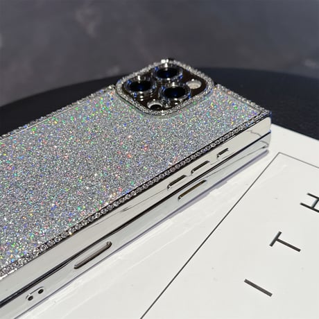スクエア iPhone16/16Proケース  ジュエリー ラメ iPhone15Pro/14/13ProMaxカバー キラキラ おしゃれ[M5145]