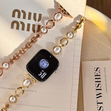 パール  AppleWatchバンド 上品 AppleWatchベルト Series 11/10/9/8 SE3/2  Ultra3/2/1 高級感高品質 大人ファッション[M6236]