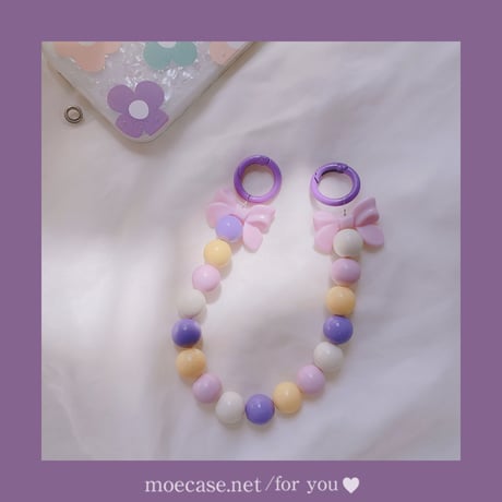 かわいいリボン付 ストラップ リング付き 使いやすい 多彩 綺麗 ギフトにおすすめ[M2791]