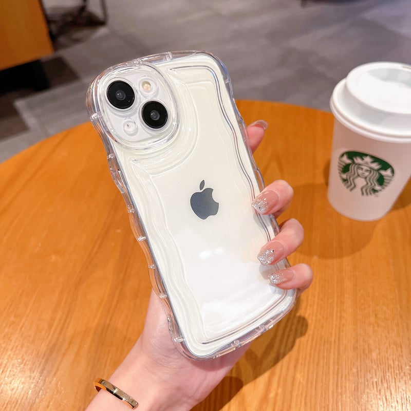 クリア iPhone16/15proケース うねうね シンプル風 アイフォン