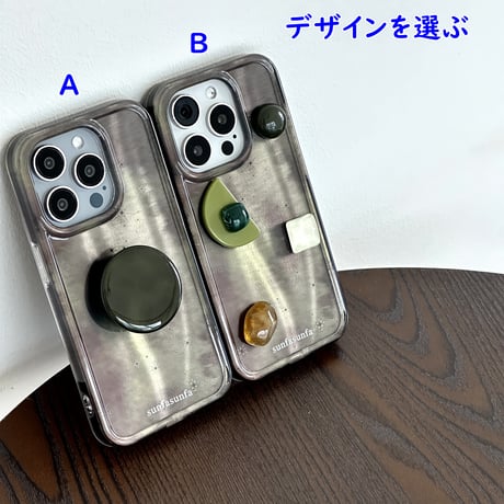 暈し染め iPhone16pro/16promaxケース おしゃれ ストラップ付 iPhone15pro/14promax/13カバー グリップ/宝石デコ[M5333]