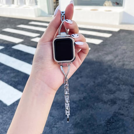 メタルダイヤモンド アップルウォッチバンド 高級感  AppleWatch Series11/10/9/8 SE3/2 40/41/42mm シンプル風[M6348]