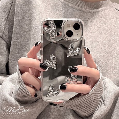 ハートデコ鏡iphone14/13proケース 人気 メッキ アイフォン12pro/11ケース  かわいい 高品質 軽量 立体ボタン[M3143]