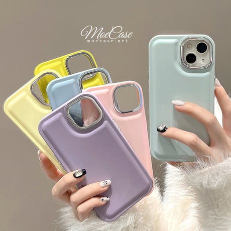 高級感韓国風 iPhone14/13ケース 淡色 アイフォン13/12/11カバー メッキレンズ枠/ボタン シンプル 頑丈 [M2903]