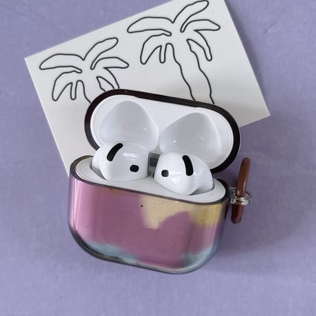 暈し染め Airpods4ケース シック AirpodsPro2ケース airpods3/2カバー  パープル リング付 ギフトにおすすめ [M5299]
