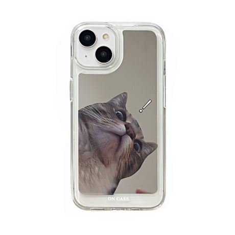 猫/犬ちゃん 鏡 iPhone15/15proケース お揃い iphone14pro/13/12proカバー 可愛い メイク直しに便利 [M4563]