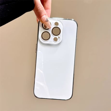 強力ガラス iPhone16/16proケース カメラ全面保護 iPhone15pro/14Promax/13カバー 涼しい感じ 艶感 耐久性丈夫 [M5361]